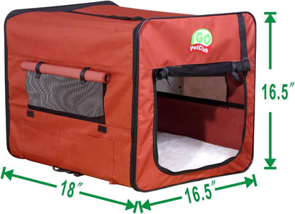 32" Soft Collapsible Dog Crate, Portable Pet Carrier, Thick Padded Pet Travel Crate for Indoor & Outdoor, Foldable Kennel Cage with Durable Mesh Windows, Brown