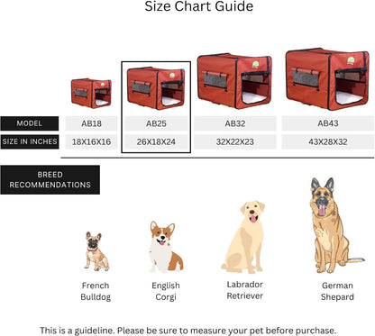 32" Soft Collapsible Dog Crate, Portable Pet Carrier, Thick Padded Pet Travel Crate for Indoor & Outdoor, Foldable Kennel Cage with Durable Mesh Windows, Brown