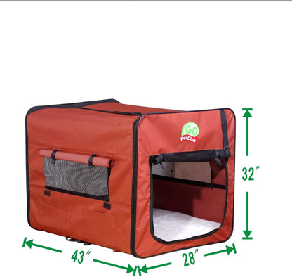 32" Soft Collapsible Dog Crate, Portable Pet Carrier, Thick Padded Pet Travel Crate for Indoor & Outdoor, Foldable Kennel Cage with Durable Mesh Windows, Brown