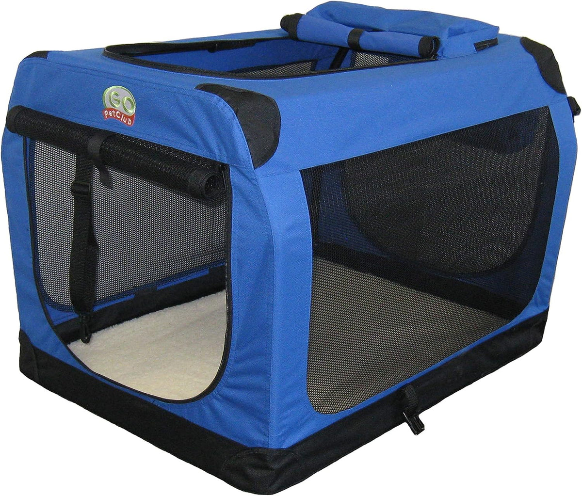 32" Soft Collapsible Dog Crate, Portable Pet Carrier, Thick Padded Pet Travel Crate for Indoor & Outdoor, Foldable Kennel Cage with Durable Mesh Windows, Brown