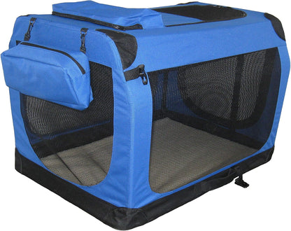 32" Soft Collapsible Dog Crate, Portable Pet Carrier, Thick Padded Pet Travel Crate for Indoor & Outdoor, Foldable Kennel Cage with Durable Mesh Windows, Brown