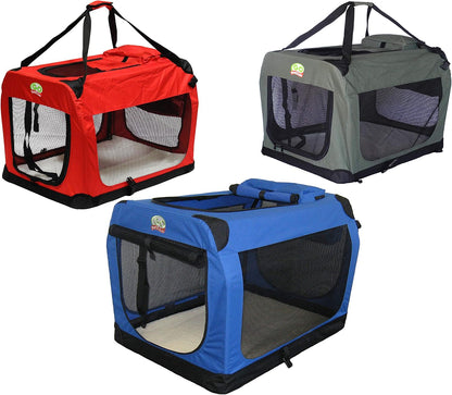 32" Soft Collapsible Dog Crate, Portable Pet Carrier, Thick Padded Pet Travel Crate for Indoor & Outdoor, Foldable Kennel Cage with Durable Mesh Windows, Brown