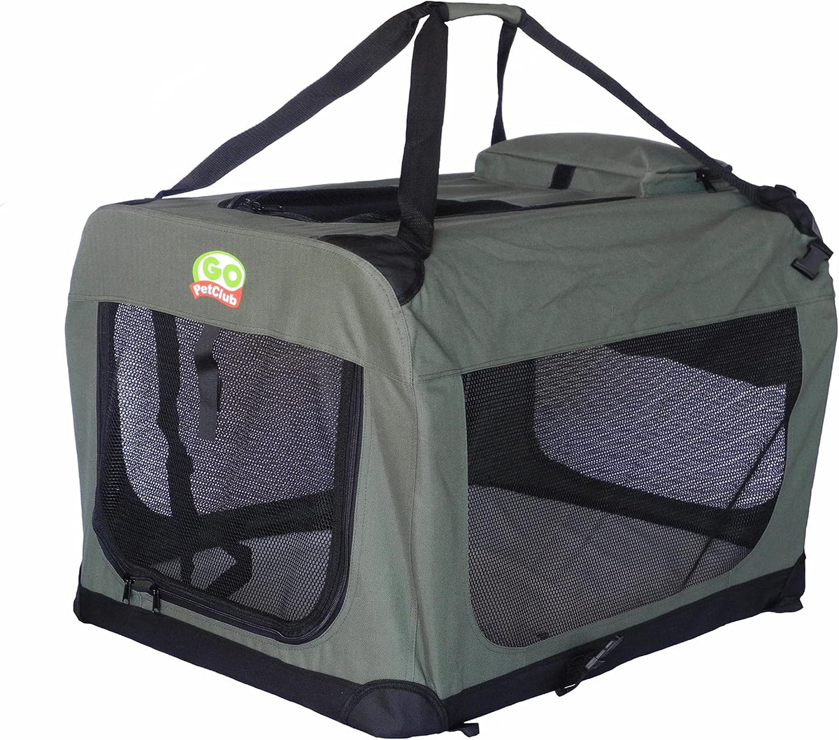 32" Soft Collapsible Dog Crate, Portable Pet Carrier, Thick Padded Pet Travel Crate for Indoor & Outdoor, Foldable Kennel Cage with Durable Mesh Windows, Brown
