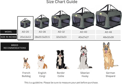 32" Soft Collapsible Dog Crate, Portable Pet Carrier, Thick Padded Pet Travel Crate for Indoor & Outdoor, Foldable Kennel Cage with Durable Mesh Windows, Brown