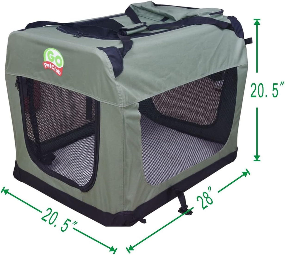 32" Soft Collapsible Dog Crate, Portable Pet Carrier, Thick Padded Pet Travel Crate for Indoor & Outdoor, Foldable Kennel Cage with Durable Mesh Windows, Brown