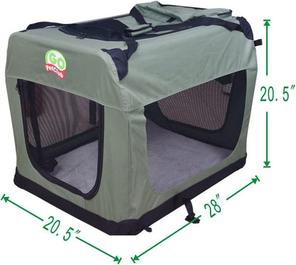 32" Soft Collapsible Dog Crate, Portable Pet Carrier, Thick Padded Pet Travel Crate for Indoor & Outdoor, Foldable Kennel Cage with Durable Mesh Windows, Brown