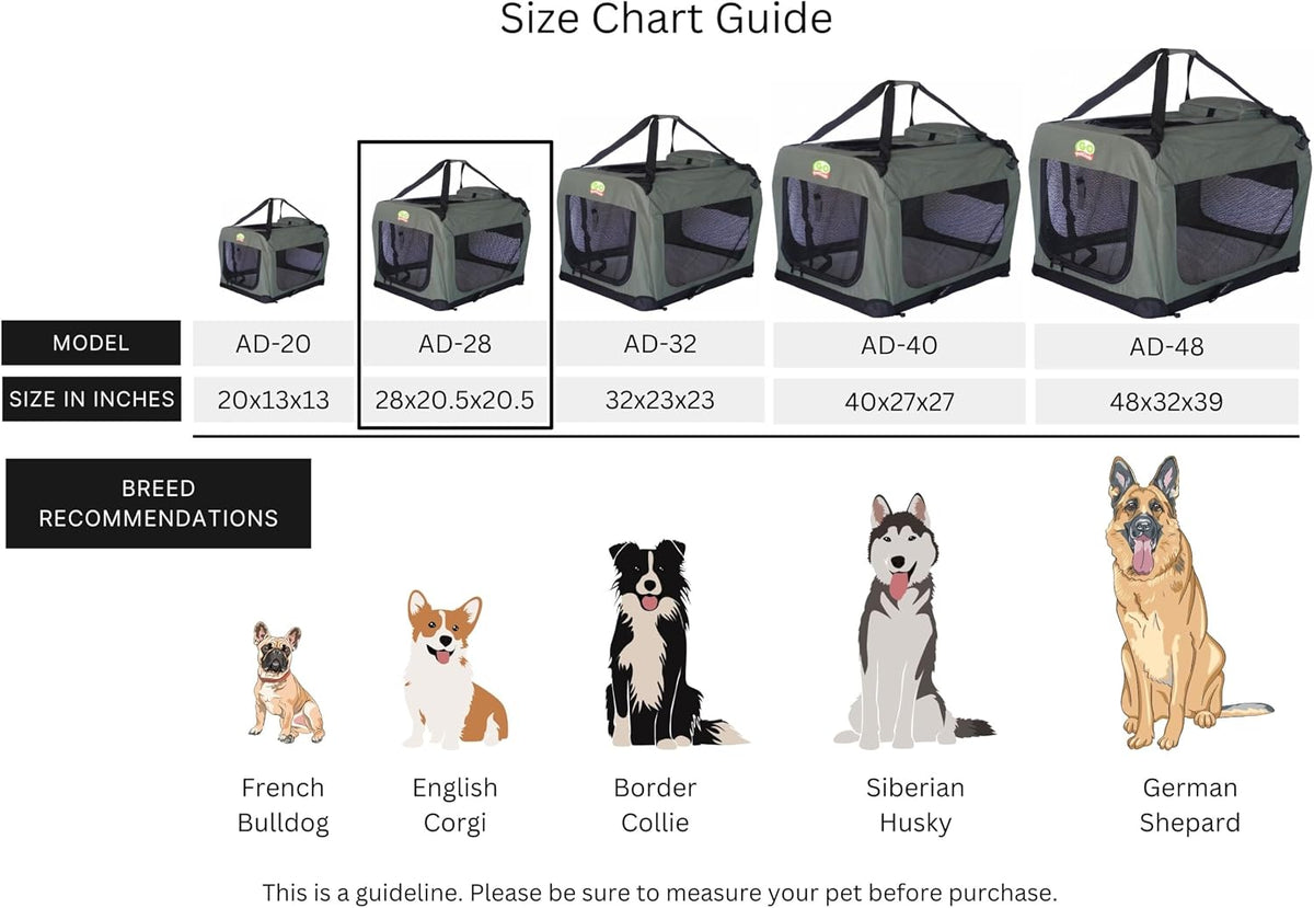 32" Soft Collapsible Dog Crate, Portable Pet Carrier, Thick Padded Pet Travel Crate for Indoor & Outdoor, Foldable Kennel Cage with Durable Mesh Windows, Brown