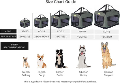 32" Soft Collapsible Dog Crate, Portable Pet Carrier, Thick Padded Pet Travel Crate for Indoor & Outdoor, Foldable Kennel Cage with Durable Mesh Windows, Brown