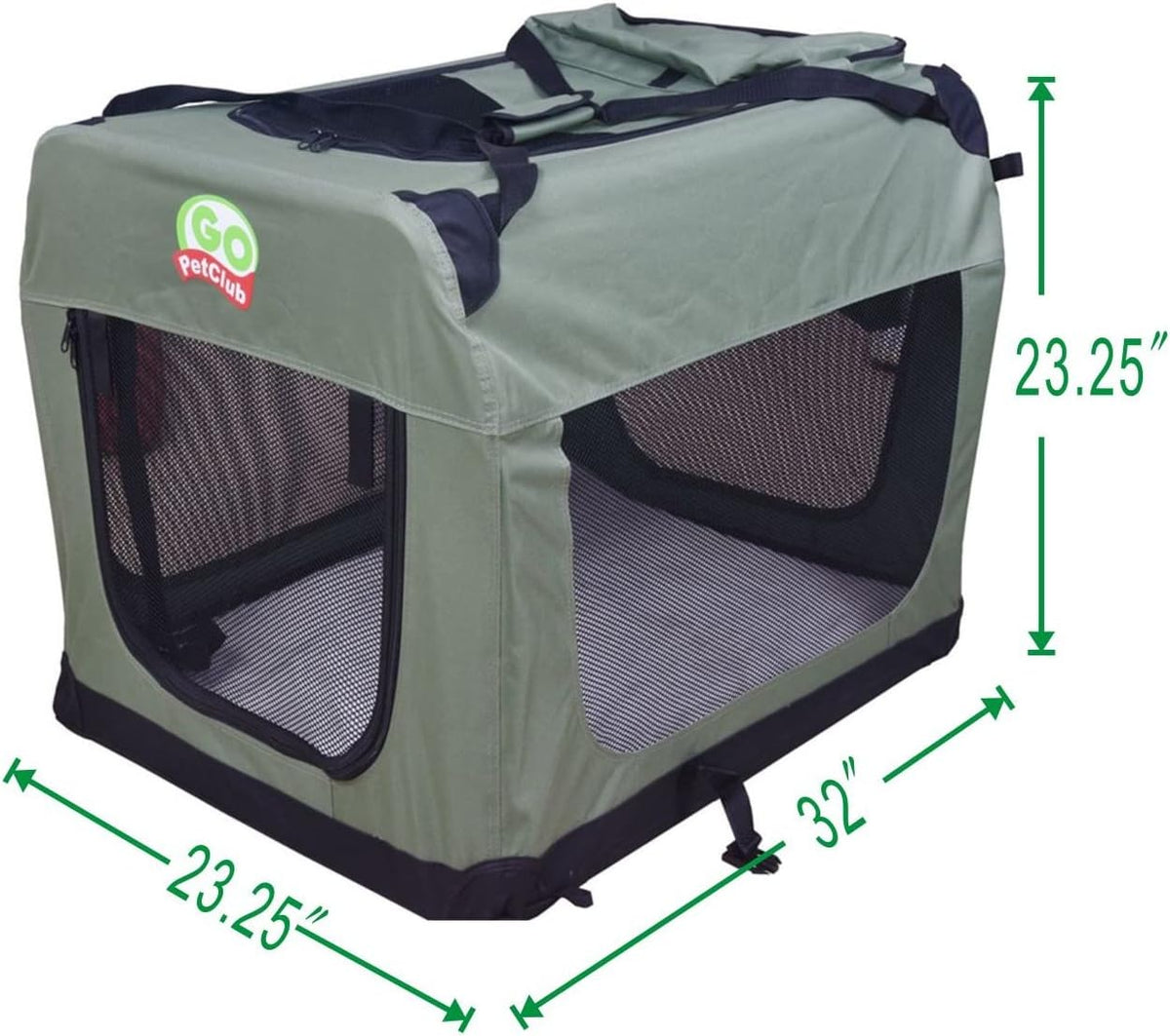32" Soft Collapsible Dog Crate, Portable Pet Carrier, Thick Padded Pet Travel Crate for Indoor & Outdoor, Foldable Kennel Cage with Durable Mesh Windows, Brown