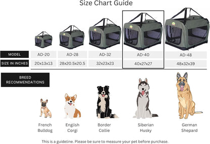 32" Soft Collapsible Dog Crate, Portable Pet Carrier, Thick Padded Pet Travel Crate for Indoor & Outdoor, Foldable Kennel Cage with Durable Mesh Windows, Brown