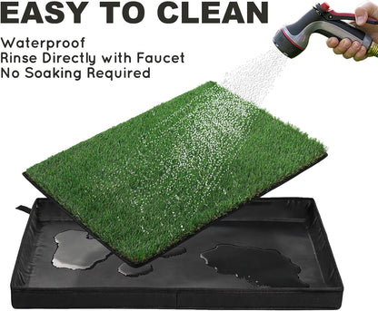 Dog Grass Pad with Dog Litter Box, Foldable Small Liner Base