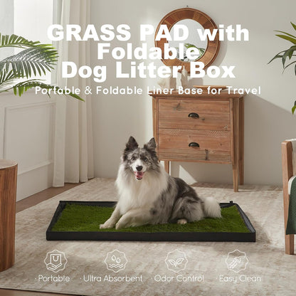 Dog Grass Pad with Dog Litter Box, Foldable Small Liner Base