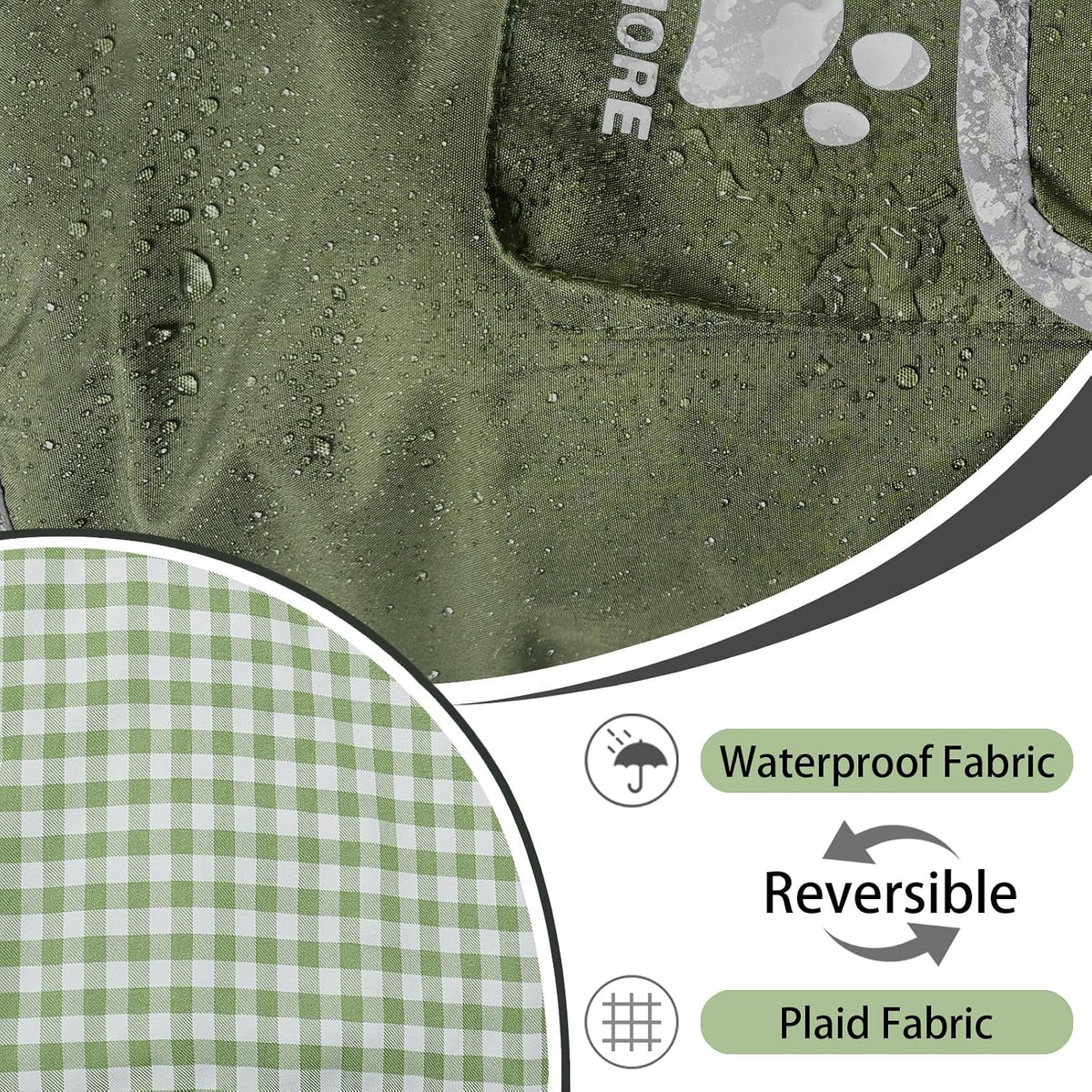 Waterproof Dog Raincoat Reversible,Adjustable Dog Rain Coats,Lightweight Pet Poncho Hoodie with Reflective Strip for Small Medium Large Dogs (Army Green, X-Large(37-55lb))