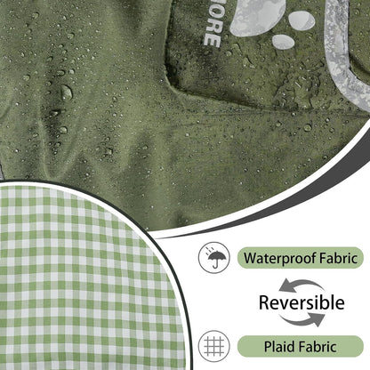 Waterproof Dog Raincoat Reversible,Adjustable Dog Rain Coats,Lightweight Pet Poncho Hoodie with Reflective Strip for Small Medium Large Dogs (Army Green, X-Large(37-55lb))