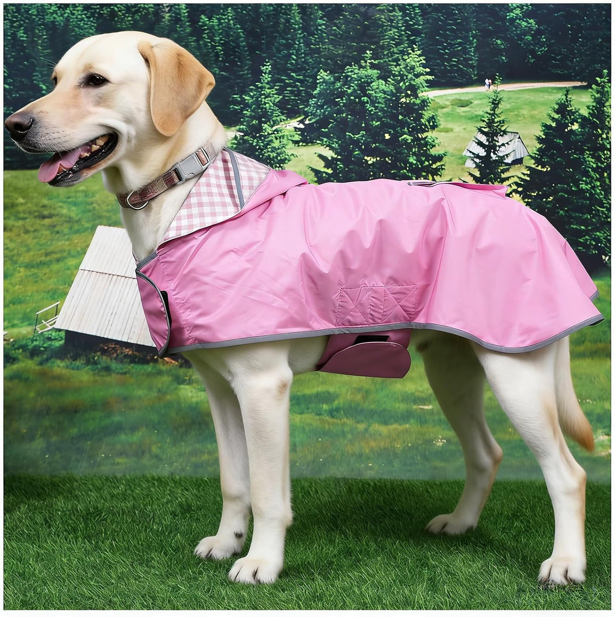 Waterproof Dog Raincoat Reversible,Adjustable Dog Rain Coats,Lightweight Pet Poncho Hoodie with Reflective Strip for Small Medium Large Dogs (Army Green, X-Large(37-55lb))