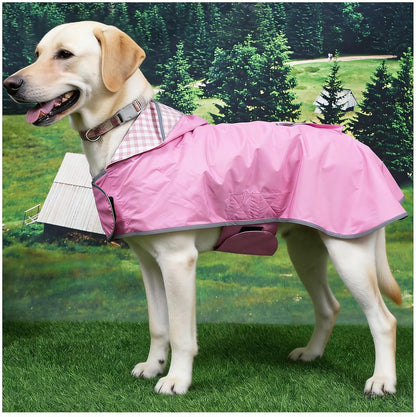 Waterproof Dog Raincoat Reversible,Adjustable Dog Rain Coats,Lightweight Pet Poncho Hoodie with Reflective Strip for Small Medium Large Dogs (Army Green, X-Large(37-55lb))