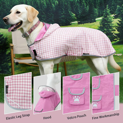 Waterproof Dog Raincoat Reversible,Adjustable Dog Rain Coats,Lightweight Pet Poncho Hoodie with Reflective Strip for Small Medium Large Dogs (Army Green, X-Large(37-55lb))