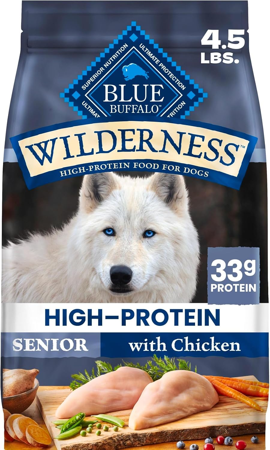 Blue Buffalo Wilderness Chicken & Wholesome Grains Senior Dog Food, 4.5 lb