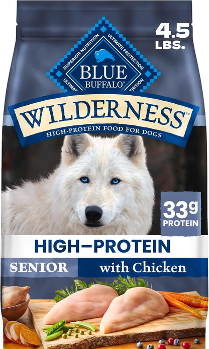 Blue Buffalo Wilderness Chicken & Wholesome Grains Senior Dog Food, 4.5 lb