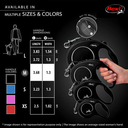 ® Classic Tape Retractable Dog Leash, Large, 26 ft - Black