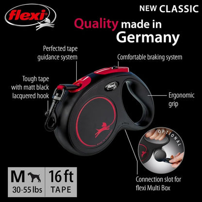 ® Classic Tape Retractable Dog Leash, Large, 26 ft - Black