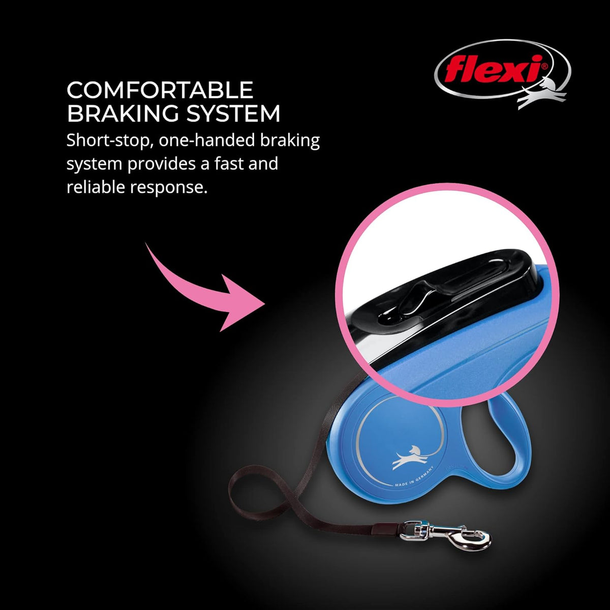 ® Classic Tape Retractable Dog Leash, Large, 26 ft - Black
