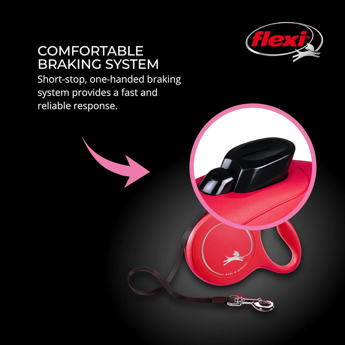 ® Classic Tape Retractable Dog Leash, Large, 26 ft - Black