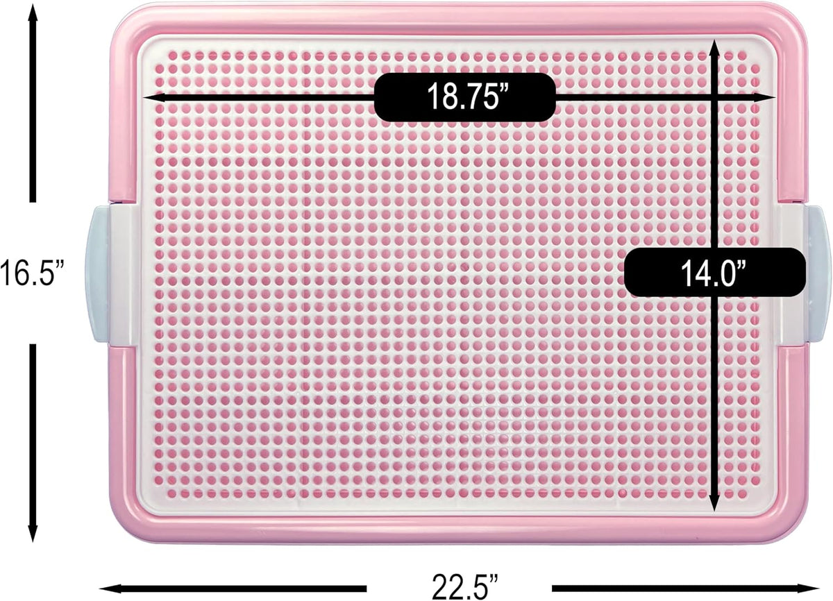 Dog Pee Pad Holder Tray, Puppy Potty Training, 22.5"x16.5", PP Plastic, Snap Lock, 4 Colors (Pink)