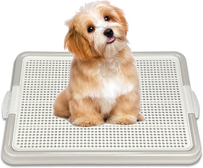 Dog Pee Pad Holder Tray, Puppy Potty Training, 22.5"x16.5", PP Plastic, Snap Lock, 4 Colors (Pink)