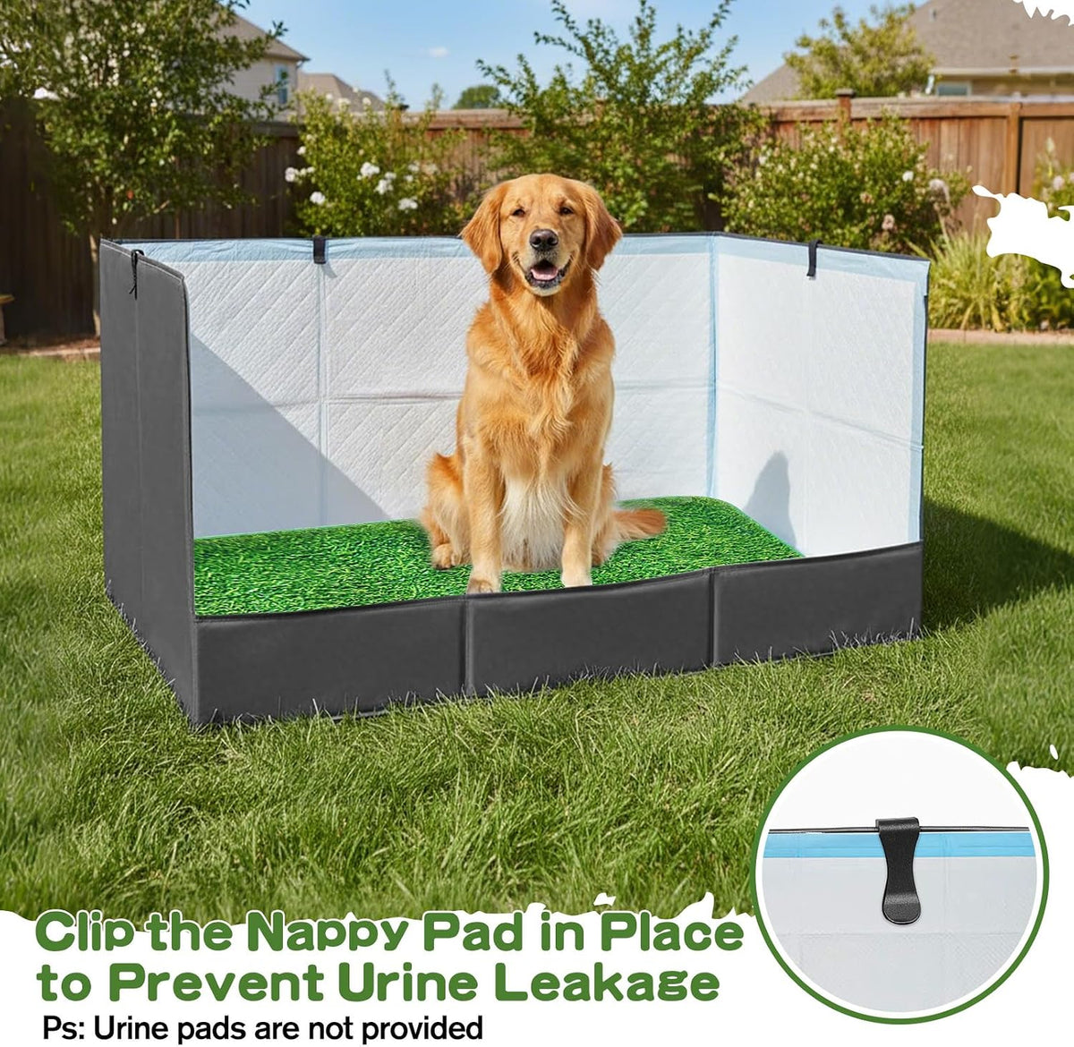 High Walls Dog Pee Pad Holder with Artificial Grass Foldable Indoor Dog Potty Tray 15.7 * 23.6 * 35.4 Inch Dogs Litter Box with Waterproof Liner for Puppies Small and Medium Dogs