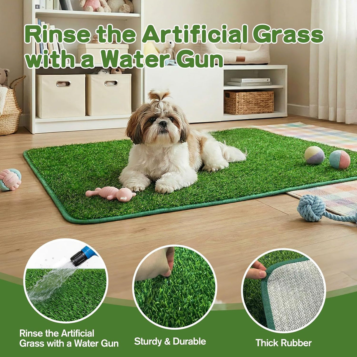 High Walls Dog Pee Pad Holder with Artificial Grass Foldable Indoor Dog Potty Tray 15.7 * 23.6 * 35.4 Inch Dogs Litter Box with Waterproof Liner for Puppies Small and Medium Dogs