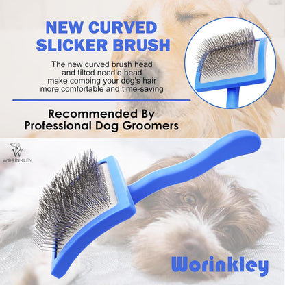 Slicker Brush for Dogs - Long Pin Doodle Grooming Brush, Large | For Goldendoodles, Poodles, Labradoodles & Long-Haired Dogs - Detangles Dense Coats, Removes Knots & Mats and Restores Fluff