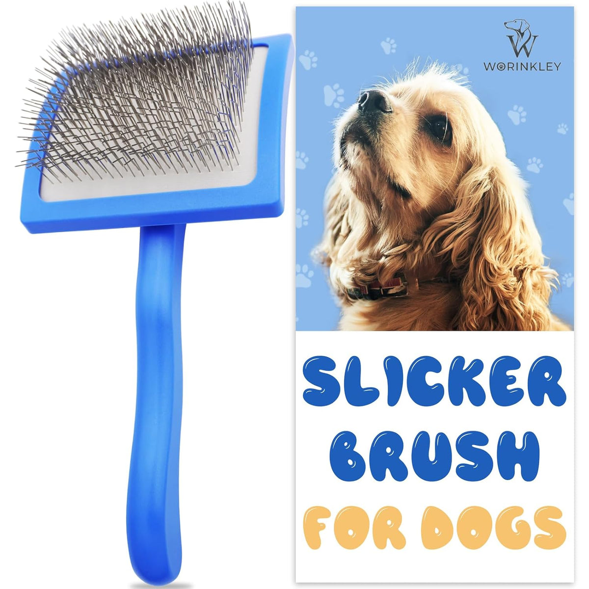 Slicker Brush for Dogs - Long Pin Doodle Grooming Brush, Large | For Goldendoodles, Poodles, Labradoodles & Long-Haired Dogs - Detangles Dense Coats, Removes Knots & Mats and Restores Fluff