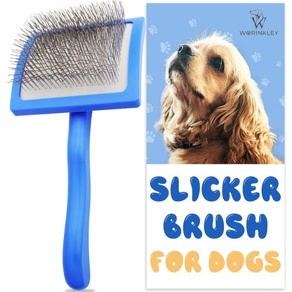 Slicker Brush for Dogs - Long Pin Doodle Grooming Brush, Large | For Goldendoodles, Poodles, Labradoodles & Long-Haired Dogs - Detangles Dense Coats, Removes Knots & Mats and Restores Fluff