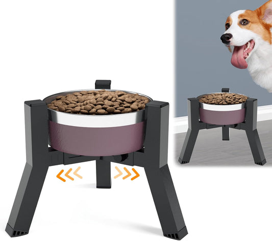 Adjustable Dog Bowl Stand, Tall Elevated Feeder for 7-10.6" Bowls, Metal Single Raised Holder, 11" Tall (Bowl Not Included)