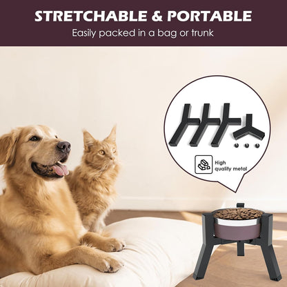 Adjustable Dog Bowl Stand, Tall Elevated Feeder for 7-10.6" Bowls, Metal Single Raised Holder, 11" Tall (Bowl Not Included)