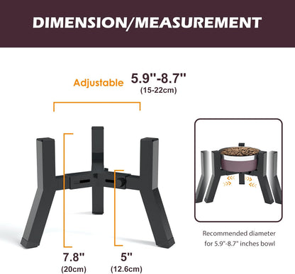 Adjustable Dog Bowl Stand, Tall Elevated Feeder for 7-10.6" Bowls, Metal Single Raised Holder, 11" Tall (Bowl Not Included)