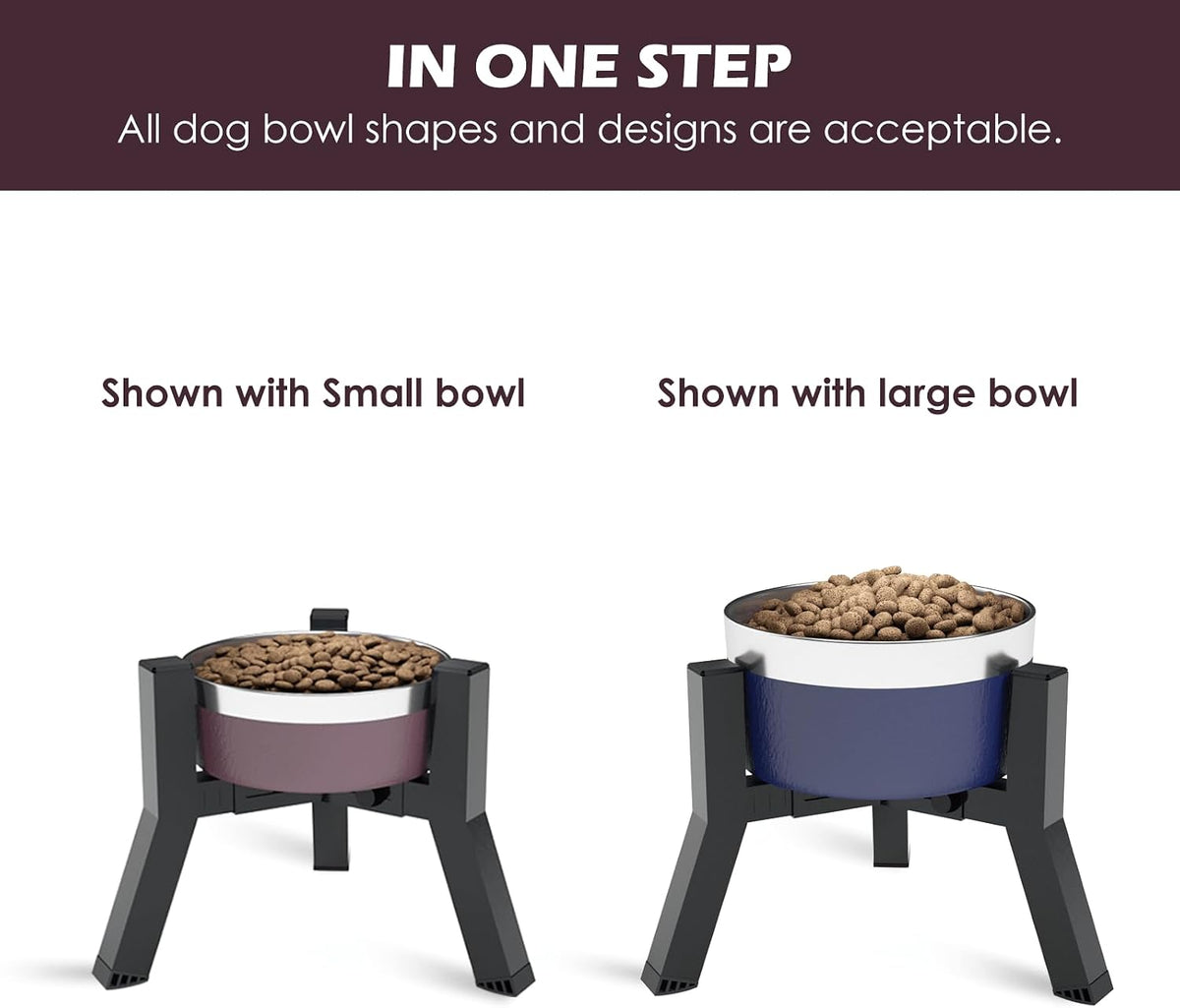 Adjustable Dog Bowl Stand, Tall Elevated Feeder for 7-10.6" Bowls, Metal Single Raised Holder, 11" Tall (Bowl Not Included)