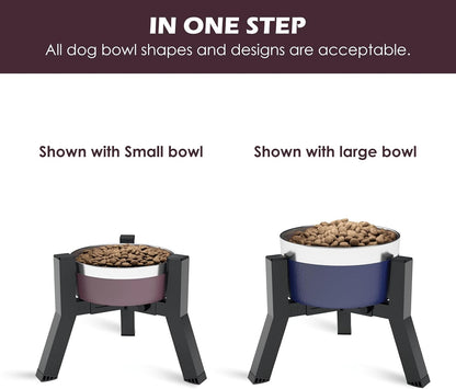 Adjustable Dog Bowl Stand, Tall Elevated Feeder for 7-10.6" Bowls, Metal Single Raised Holder, 11" Tall (Bowl Not Included)