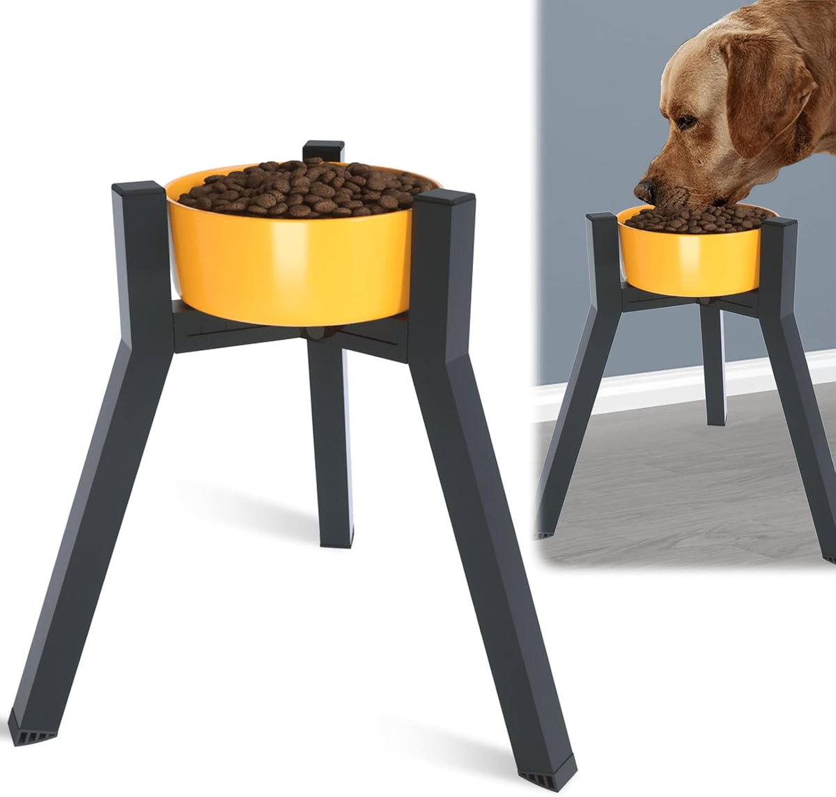 Adjustable Dog Bowl Stand, Tall Elevated Feeder for 7-10.6" Bowls, Metal Single Raised Holder, 11" Tall (Bowl Not Included)
