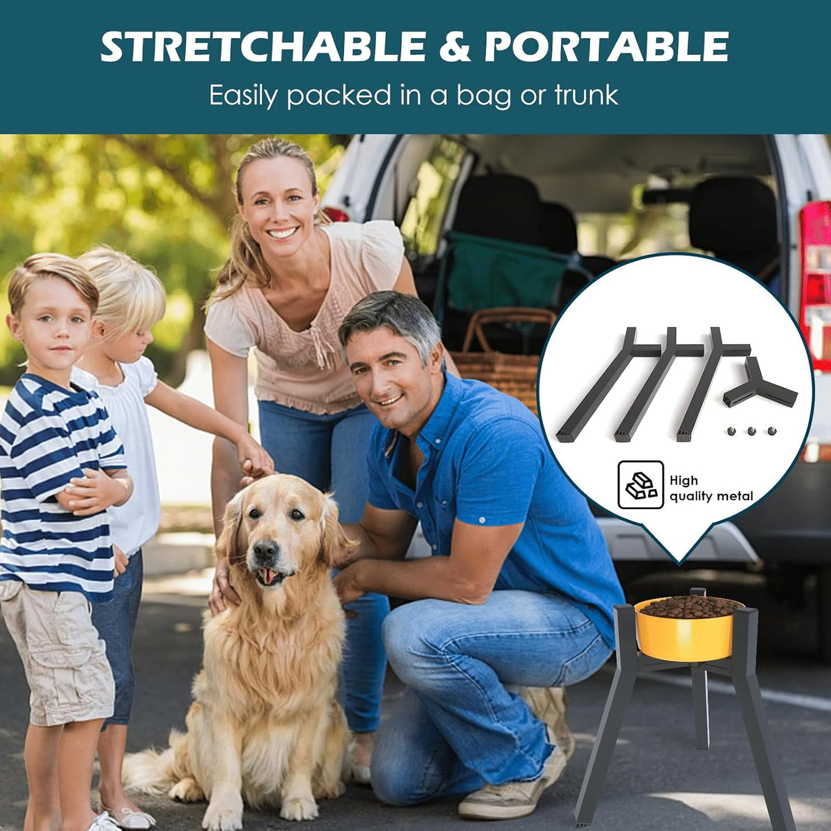 Adjustable Dog Bowl Stand, Tall Elevated Feeder for 7-10.6" Bowls, Metal Single Raised Holder, 11" Tall (Bowl Not Included)