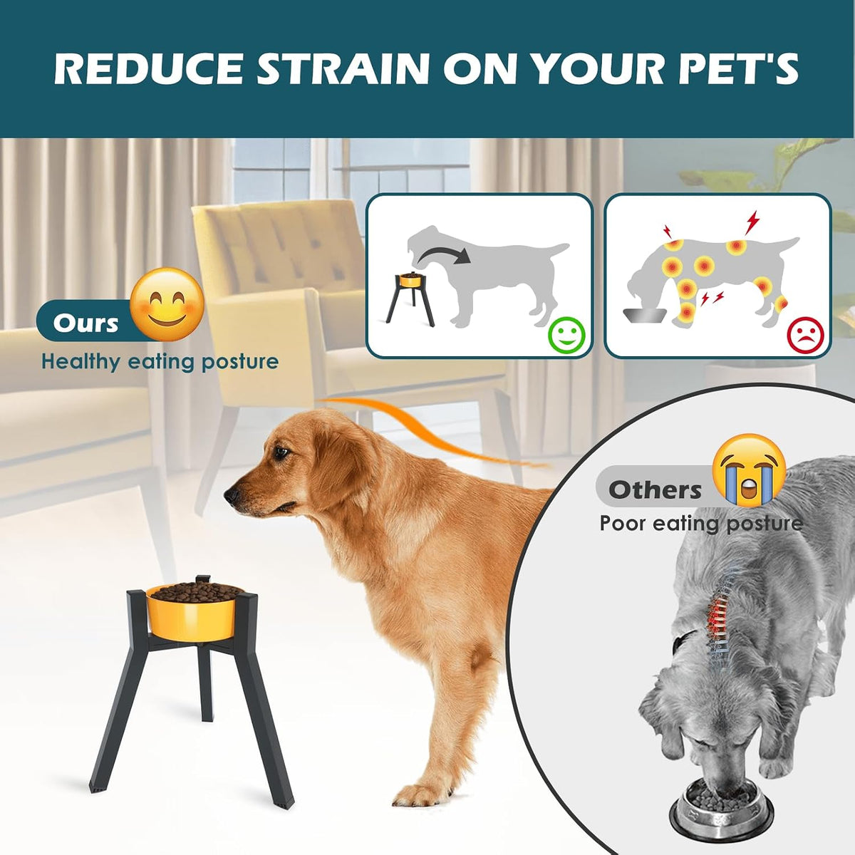 Adjustable Dog Bowl Stand, Tall Elevated Feeder for 7-10.6" Bowls, Metal Single Raised Holder, 11" Tall (Bowl Not Included)