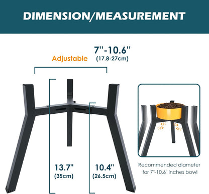 Adjustable Dog Bowl Stand, Tall Elevated Feeder for 7-10.6" Bowls, Metal Single Raised Holder, 11" Tall (Bowl Not Included)