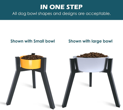Adjustable Dog Bowl Stand, Tall Elevated Feeder for 7-10.6" Bowls, Metal Single Raised Holder, 11" Tall (Bowl Not Included)