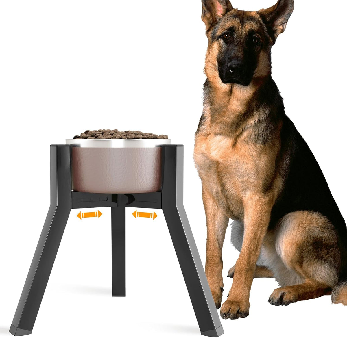 Adjustable Dog Bowl Stand, Tall Elevated Feeder for 7-10.6" Bowls, Metal Single Raised Holder, 11" Tall (Bowl Not Included)