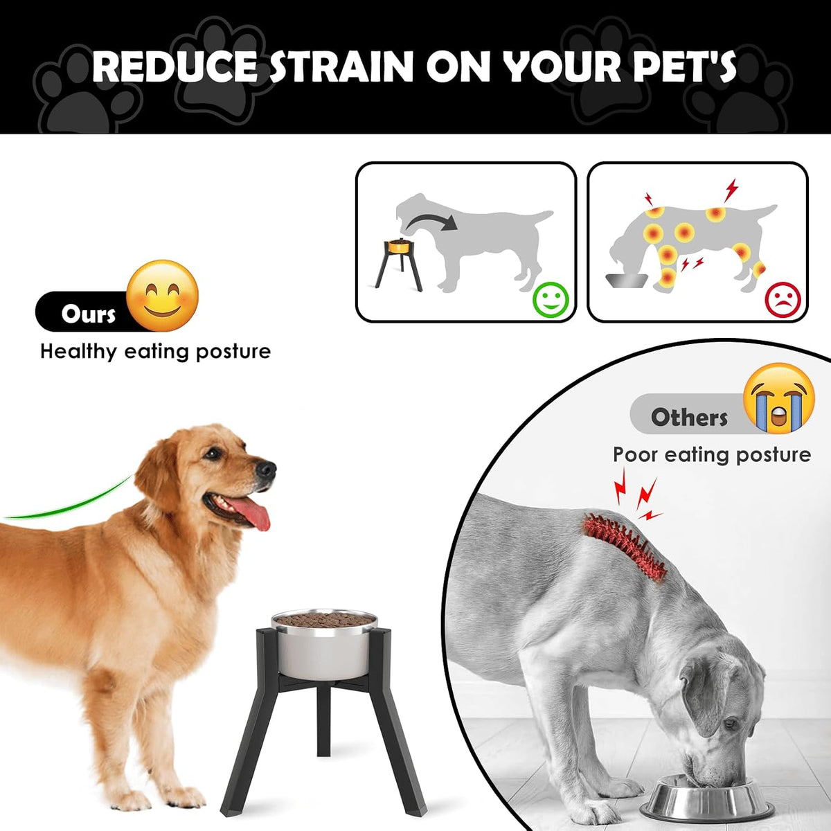 Adjustable Dog Bowl Stand, Tall Elevated Feeder for 7-10.6" Bowls, Metal Single Raised Holder, 11" Tall (Bowl Not Included)