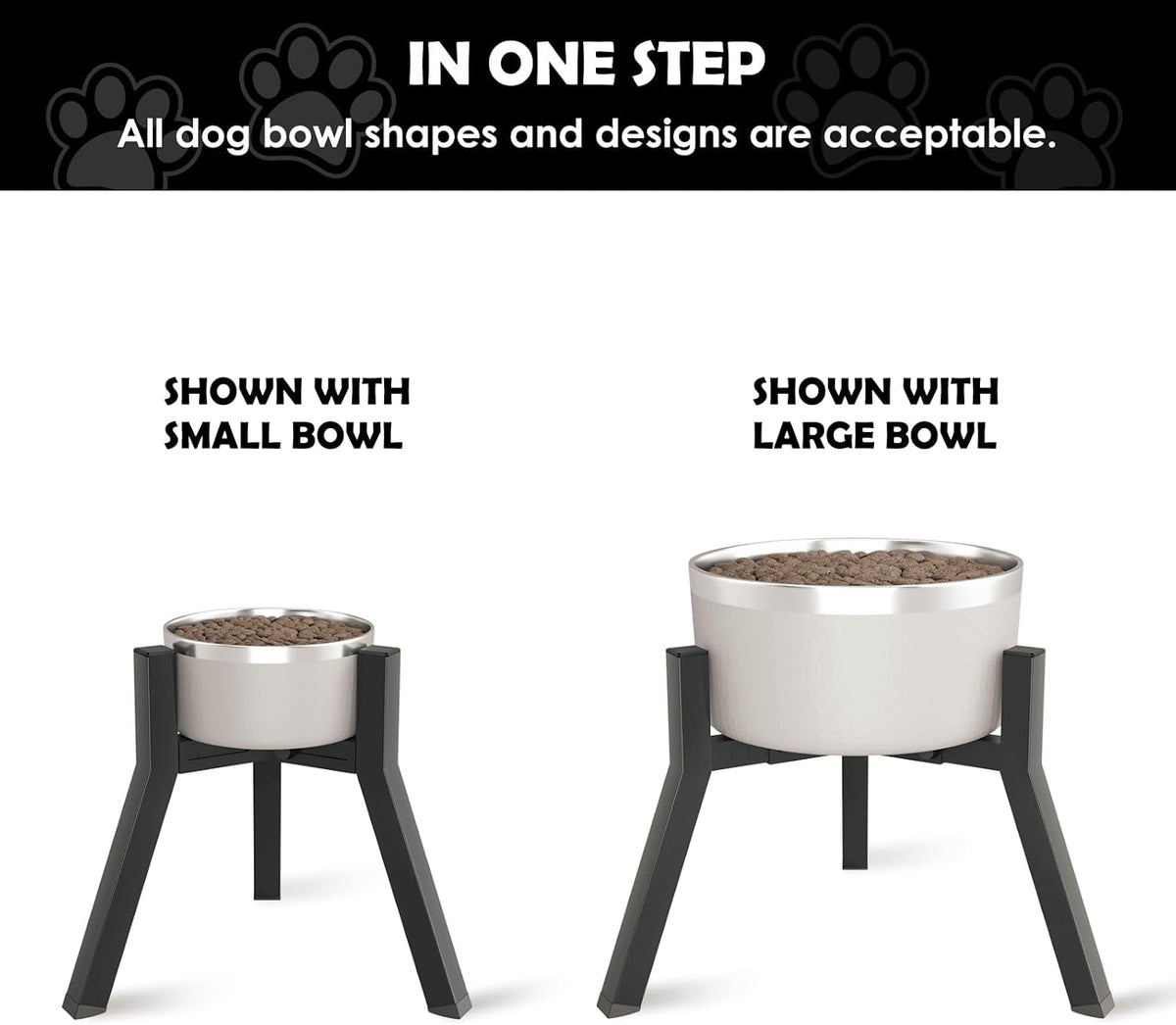 Adjustable Dog Bowl Stand, Tall Elevated Feeder for 7-10.6" Bowls, Metal Single Raised Holder, 11" Tall (Bowl Not Included)