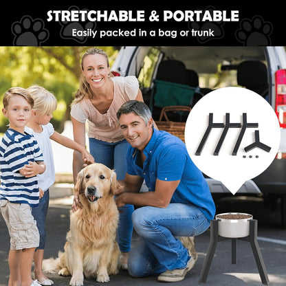 Adjustable Dog Bowl Stand, Tall Elevated Feeder for 7-10.6" Bowls, Metal Single Raised Holder, 11" Tall (Bowl Not Included)
