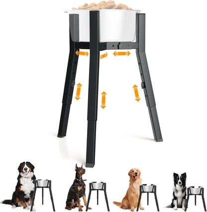 Adjustable Dog Bowl Stand, Tall Elevated Feeder for 7-10.6" Bowls, Metal Single Raised Holder, 11" Tall (Bowl Not Included)
