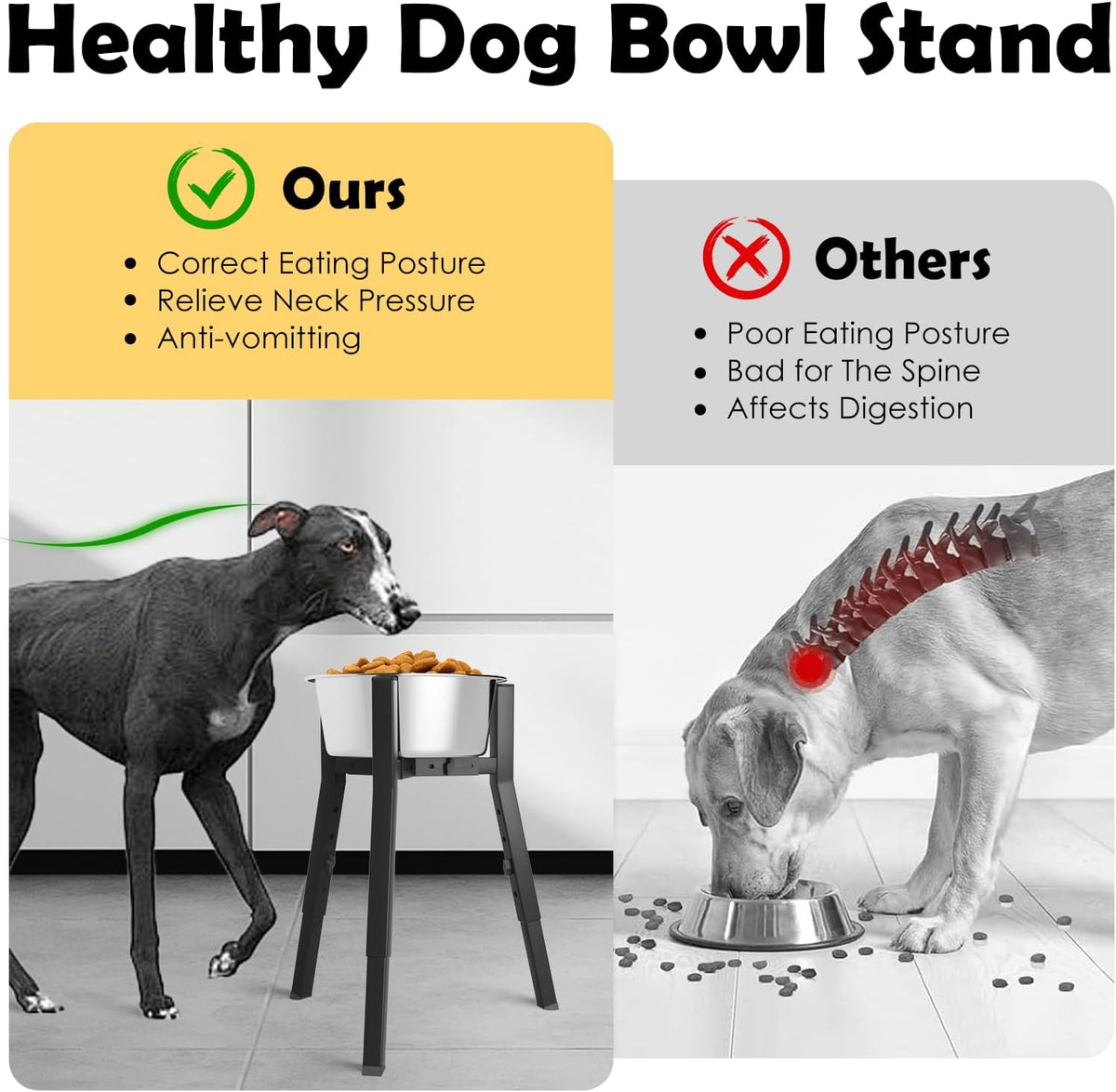 Adjustable Dog Bowl Stand, Tall Elevated Feeder for 7-10.6" Bowls, Metal Single Raised Holder, 11" Tall (Bowl Not Included)